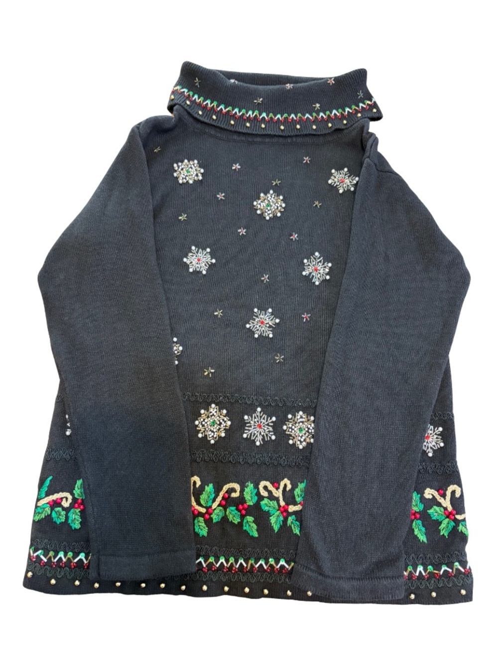 Victoria Jones Beaded Christmas Sweater 🎄✨ | Size Large | Vintage Turtleneck